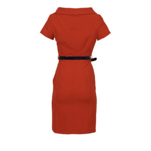 CFC0016440002-01 Fitted Red Coat Dress With Belt