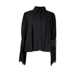 2012001-00 Laced Black Shirt With Transparent Back