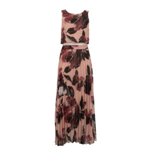 CFC0093812003-00 See-Through Waist Pink Floral Dress