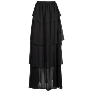 1631004-00 Chiffon Black Maxi Skirt