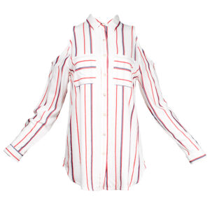 171-422-00 Striped Shirt With Exposed Shoulders