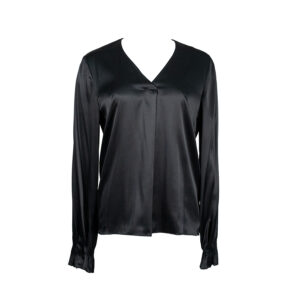 1G1525Y6B1_BLK-00 Renzo Silk Satin Black Shirt