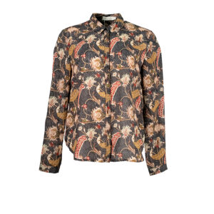 20211045-00 Floral Print Black Shirt