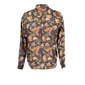 20211045-01 Floral Print Black Shirt