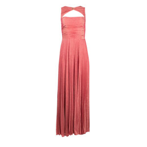 AB97706E2-00 Pleated Long Pink-Gold Dress