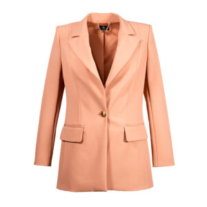 GI94506E2_BEJ-00 Single Button Long Beige Jacket