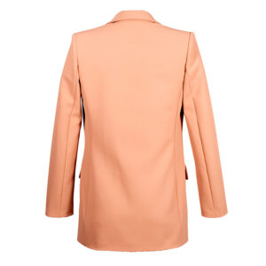 GI94506E2_BEJ-01 Single Button Long Beige Jacket