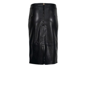 GO41906E2-01 Faux-Leather Midi Skirt With Gold Detailing