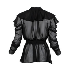 2012007-01 See-Through Black Peplum Shirt