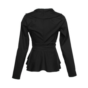 2012008_BLK-01 Black Ruffled Peplum Wrap-Around Shirt