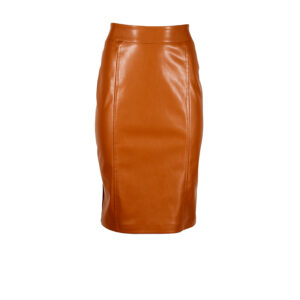 590037-00 Two-Fabric Brown Pencil Skirt