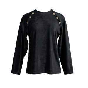 591006_BLK-00 Black Velour Jumper With Buttons