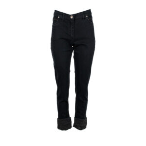 592066-00 Black Jeans With Animal Print Lining