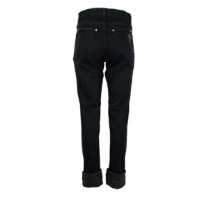 592066-01 Black Jeans With Animal Print Lining