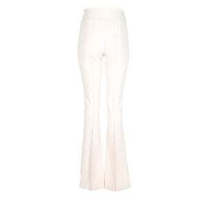 PA35806E2_WHT-01 Bell-Bottom White Trousers With Logo Embroidery