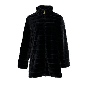 597015_BLK-00 Faux-Fur Quilted Black Coat