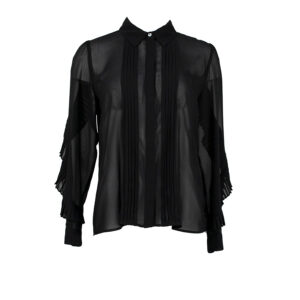 7116040602001-00 Losanna Black Pleated Shirt