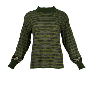 220-013-00 Green Striped Sweater