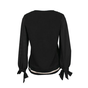 220-304-01 V-Neck Ribbed Black Sweater