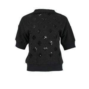 220-307-00 Short-Sleeved Black Sweater With Sequins