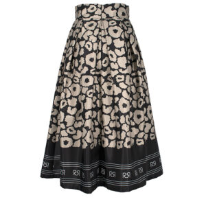 CFC0099596003-01 Black-Beige High-Waist Flared Skirt