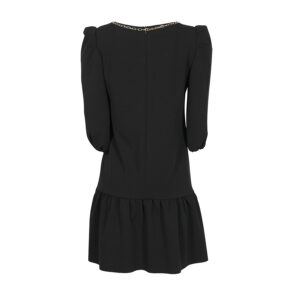 CFC0099968003-01 Ruffled Black Dress With Bow Necklace