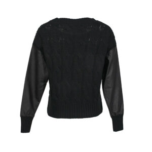 E.02.1003-01 Black Knit Shirt With Gold Front