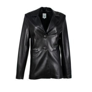 SD21559-00 Faux-Leather Black Jacket