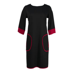 X20-300-00 Black Midi Dress With Red Details