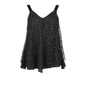 1032-00 Black Top With Sequinned Mesh