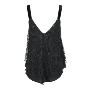 1032-01 Black Top With Sequinned Mesh