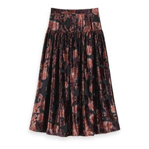 159511-0217-01 High-Rise Velvet Midi Skirt