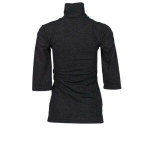 1914036-01 Black Glitter Turtleneck Fitted Shirt