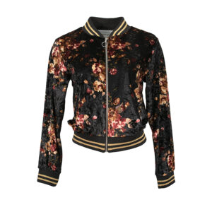 CFC0082760003-00 Black Velvet Floral Jacket