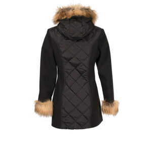 CFC0096599003-01 Short Black Quilted Coat With Faux-Fur