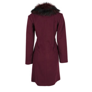 557055_BDX-01 Midi Bordeaux Coat With Faux-Fur Collar