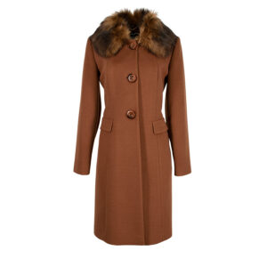 577053_BRW-00 Brown Midi Coat With Faux-Fur Collar