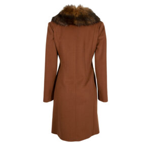 577053_BRW-01 Brown Midi Coat With Faux-Fur Collar