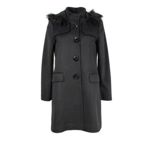 597033-00 Black Montgomery Hooded Coat With Faux-Fur