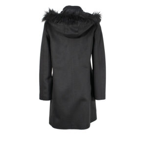 597033-01 Black Montgomery Hooded Coat With Faux-Fur