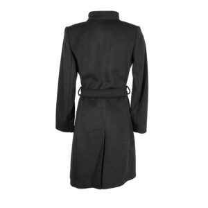 597048-01 Black High-Collar Zip-Up Midi Coat