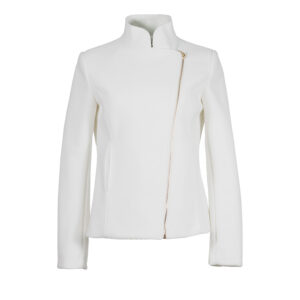 CFC0096600003-00 High-Collar White Zip-Up Jacket