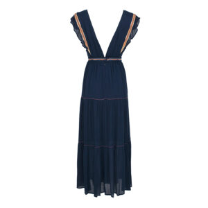 21121116-01 Navy Blue V-Back Maxi Dress