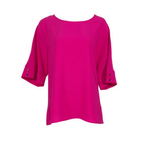 072.80.01.090_PNK-00 3/4 Sleeve Loose Fit Fuchsia Shirt