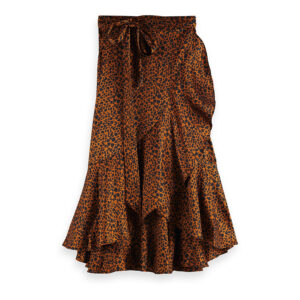 162160-0220-00 Animal Print Ruffled Wrap Skirt