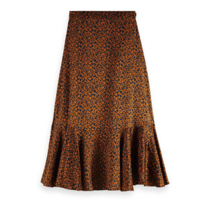 162160-0220-01 Animal Print Ruffled Wrap Skirt