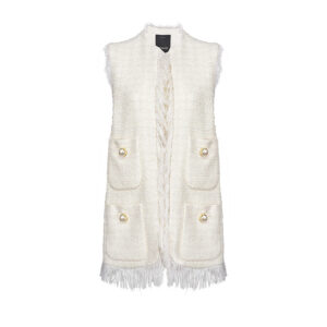 1G15N88440-00 Crudo Fringed Tweed Waistcoat