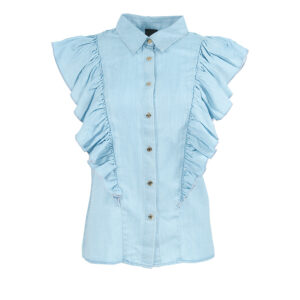 1J10MWY6VP-00 Cris Denim Shirt With Ruffles