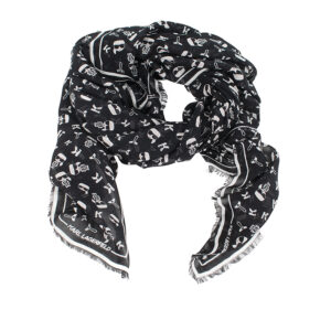 205W3301_BLK-00 K/Ikonik AOP Black Scarf