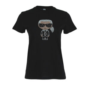 210W1726_BLK-00 Ikonik Rhinestone Karl Black T-Shirt